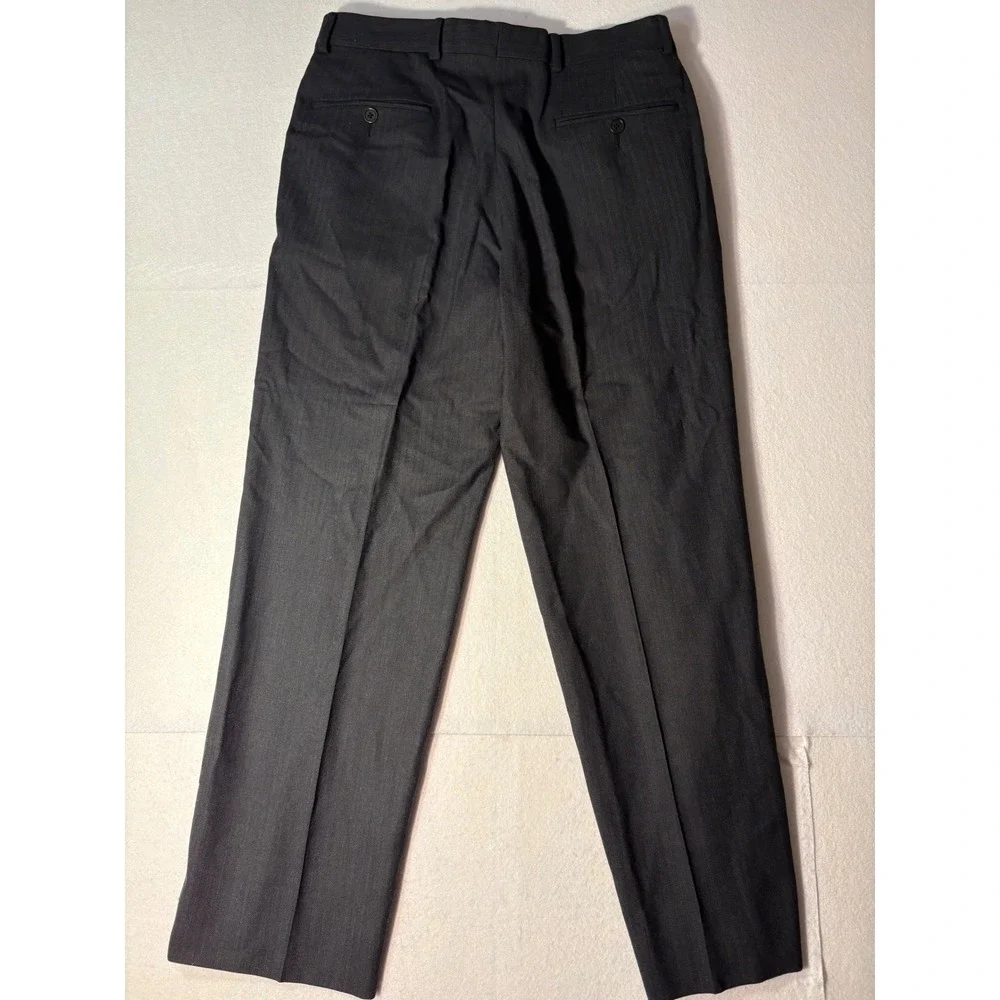 Brooks Brothers 346 Men Wool Stretch Dress Pants 32x29 Gray Herringbone Straight